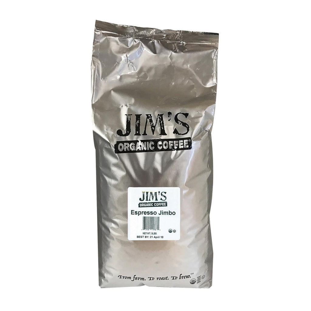 Jim's Organic Coffee - Whole Bean - Espresso Jimbo - Bulk - 5 Lb.