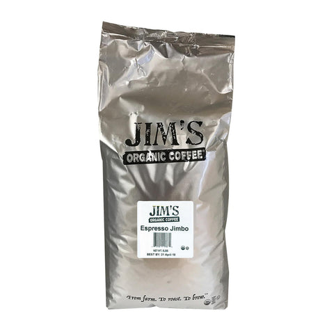 Jim's Organic Coffee - Whole Bean - Espresso Jimbo - Bulk - 5 Lb.