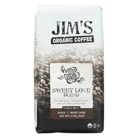 Jim's Organic Coffee - Whole Bean - Sweet Love Blend - Case Of 6 - 11 Oz.