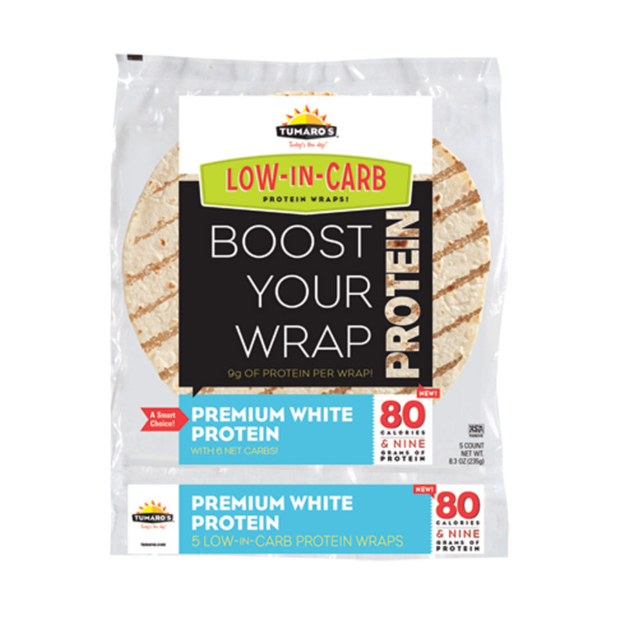 Tumaros Low-in-carb Wraps - Premium White Protein - 8" - 5 Ct. - Case Of 6