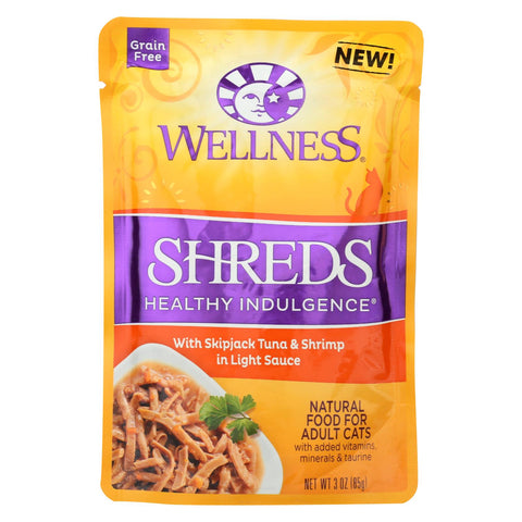 Wellness Pet Products Cat Food - Shreds With Skipjack Tuna And Shrimp In Light Sauce - Case Of 24 - 3 Oz.