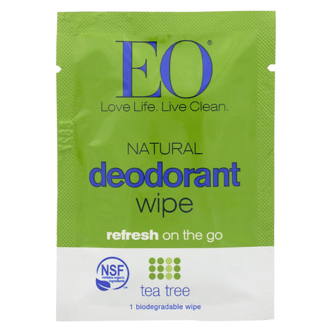 Eo Products - Deodorant Wipes - Tea Tree - Case Of 24 - 1 Each