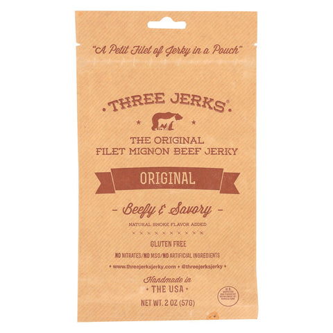 Three Jerks Jerky Filet Mignon Original Jerky - Beefy And Savory - Case Of 12 - 2 Oz.