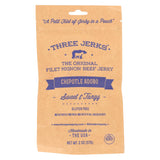 Three Jerks Jerky Filet Mignon Chipotle Adobo Jerky - Sweet And Tangy - Case Of 12 - 2 Oz.