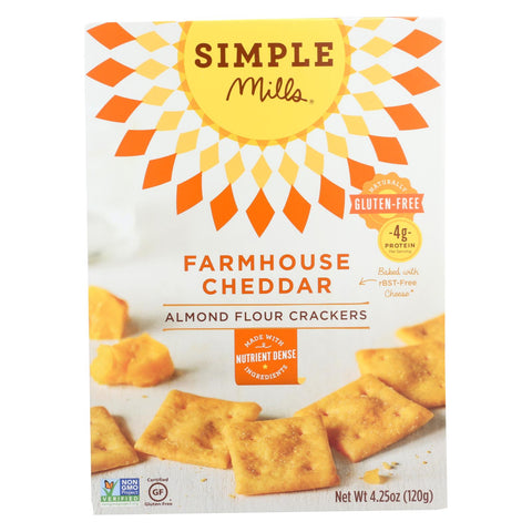 Simple Mills Farmhouse Cheddar Almond Flour Crackers - Case Of 6 - 4.25 Oz.