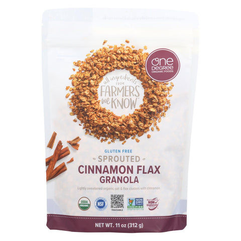 One Degree Organic Foods Cinnamon Flax Granola - Sprouted Oat - Case Of 6 - 11 Oz.