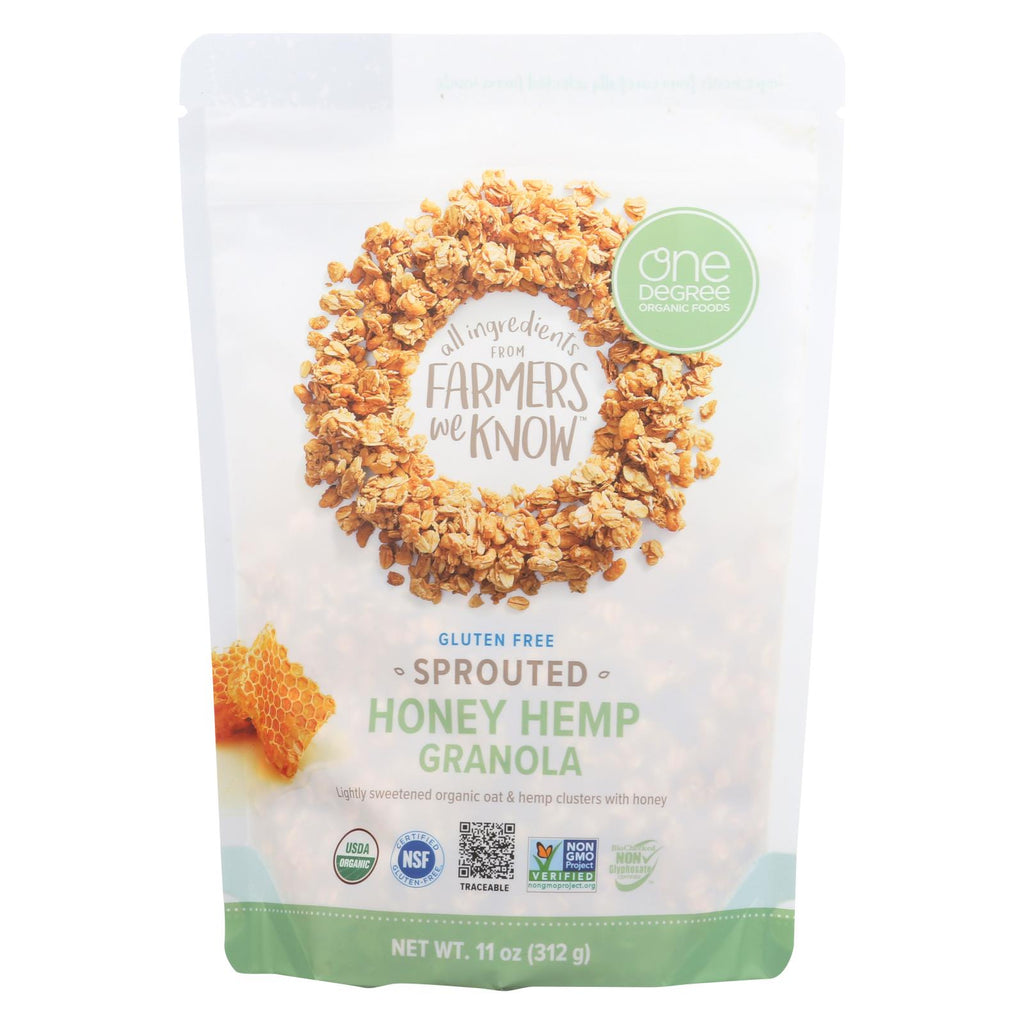 One Degree Organic Foods Sprouted Oat Hemp Granola - Honey - Case Of 6 - 11 Oz.