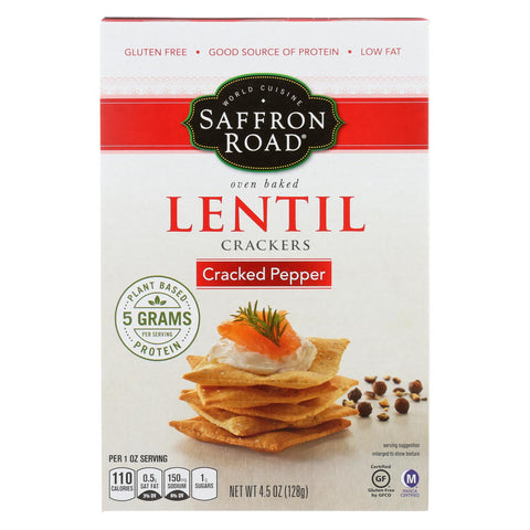 Saffron Road Lentil Chips - Cracked Pepper - Case Of 6 - 4.5 Oz.