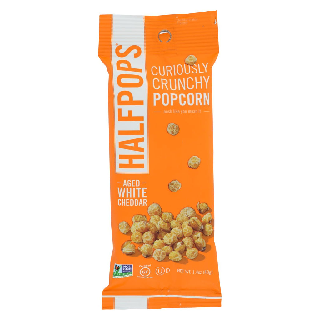 Halfpops Popcorn - Aged White Cheddar - Case Of 15 - 1.4 Oz.