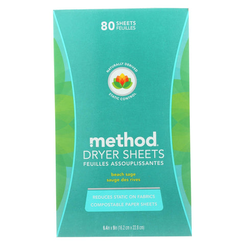 Method Dryer Sheets - Beach Sage - Case Of 6 - 80 Count