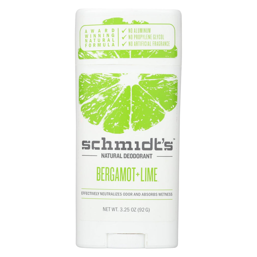 Schmidt's Natural Deodorant Stick - Bergamot Lime - 3.25 Oz.