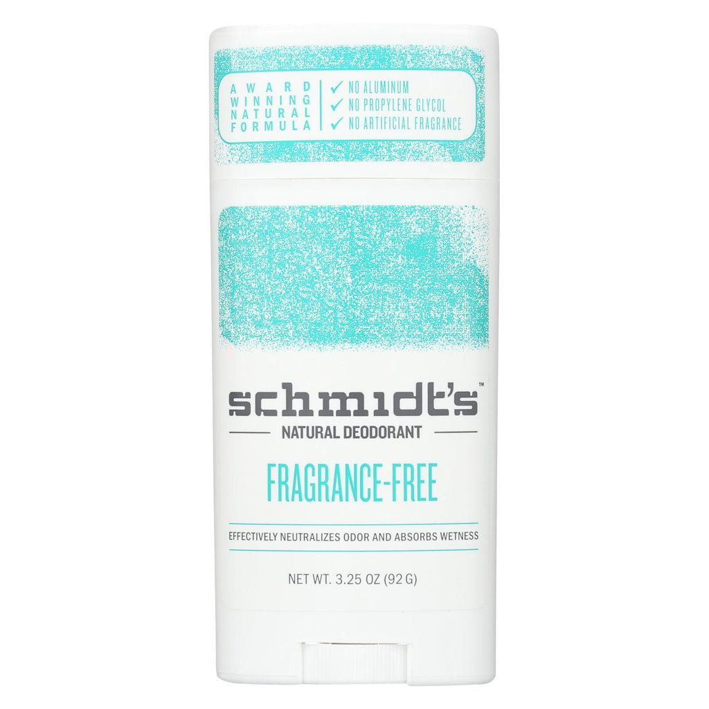 Schmidt's Natural Deodorant Stick - Fragrance Free - 3.25 Oz.