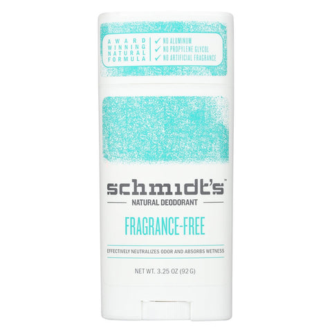 Schmidt's Natural Deodorant Stick - Fragrance Free - 3.25 Oz.