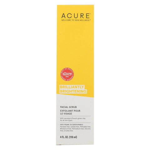 Acure - Brightening Facial Scrub - Argan Extract And Chlorella - 4 Fl Oz.