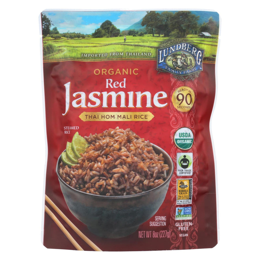 Lundberg Family Farms Organic Thai Rice - Red Jasmine - Case Of 6 - 8 Oz