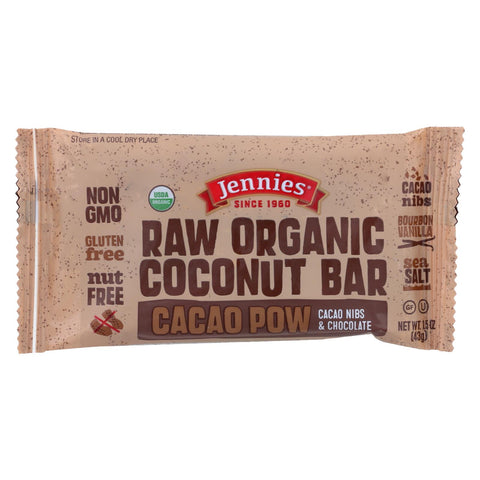 Jennie's Organic Cacao Powder Coconut Bar - Case Of 12 - 1.5 Oz.