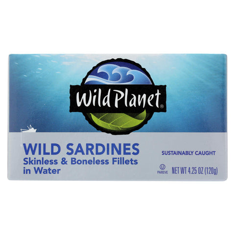 Wild Planet Wild Sardines - Skinless & Boneless Fillets In Water - Case Of 12 - 4.25 Oz