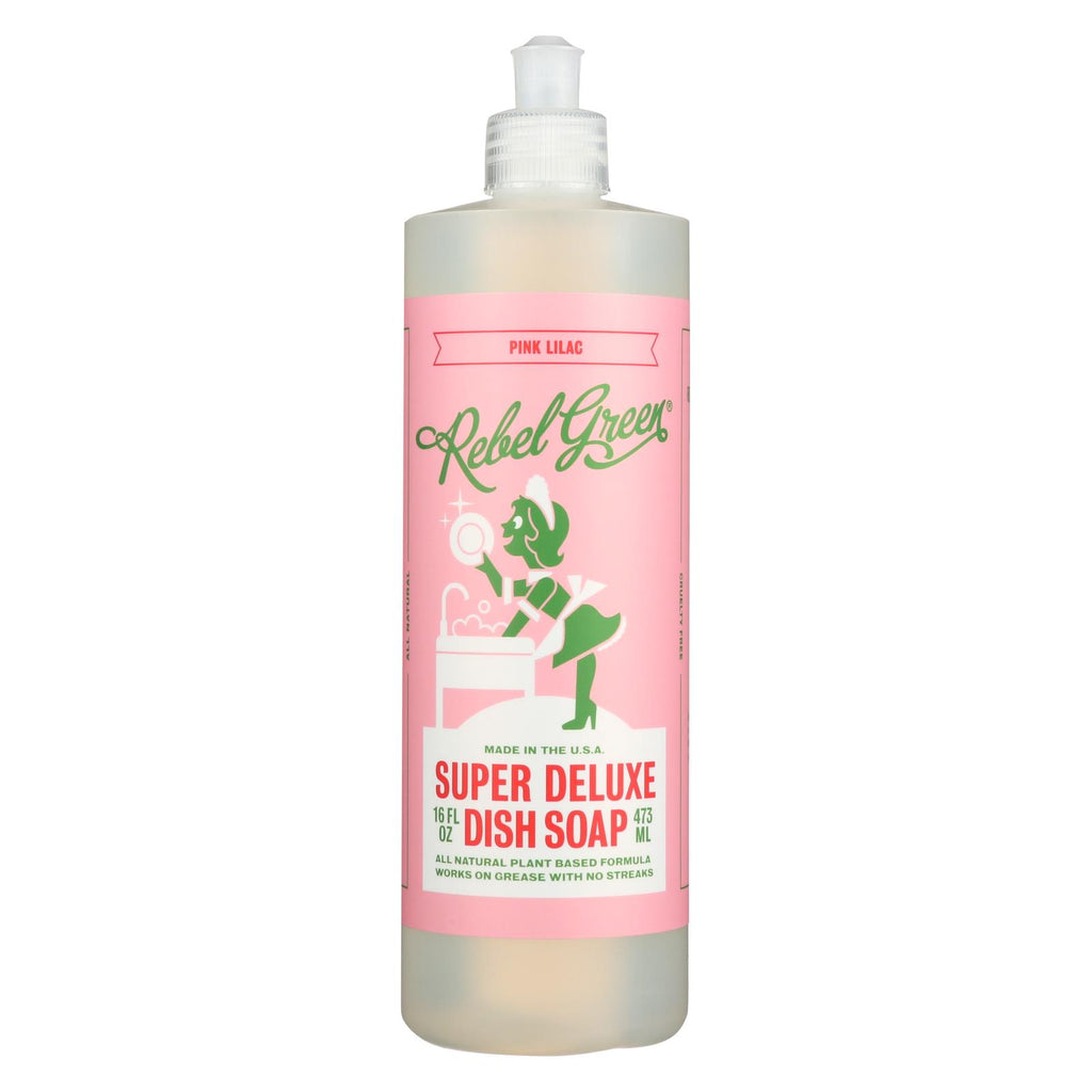 Rebel Green - Liquid Dish Soap - Pink Lilac - Case Of 4 - 16 Oz.