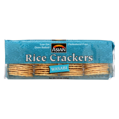 Asian Gourmet Rice Crackers - Wasabi - Case Of 12 - 3.5 Oz.