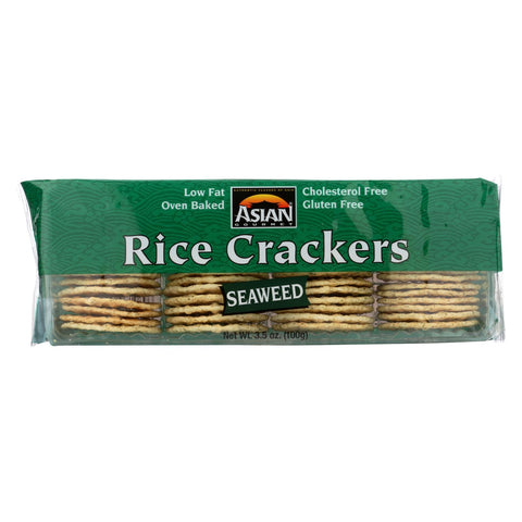 Asian Gourmet Rice Crackers - Seaweed - Case Of 12 - 3.5 Oz.