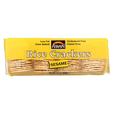 Asian Gourmet Rice Crackers - Sesame - Case Of 12 - 3.5 Oz.