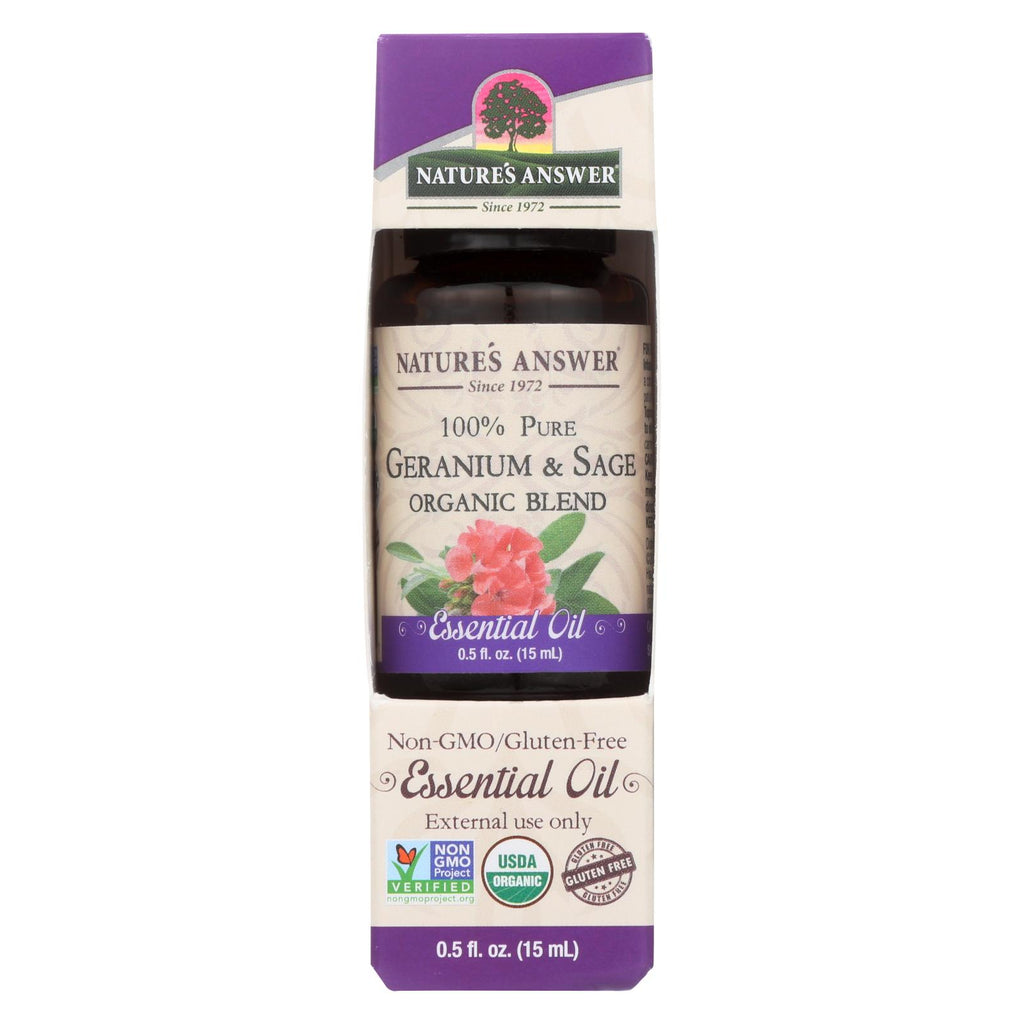 Nature's Answer - Organic Essential Oil Blend - Geranium And Sage - 0.5 Oz.