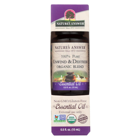 Nature's Answer - Organic Essential Oil Blend - Unwind And Destress - 0.5 Oz.