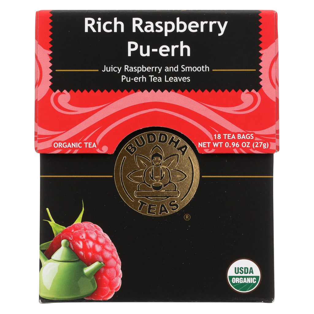 Buddha Teas - Organic Tea - Rich Raspberry Pu-erh - Case Of 6 - 18 Bags