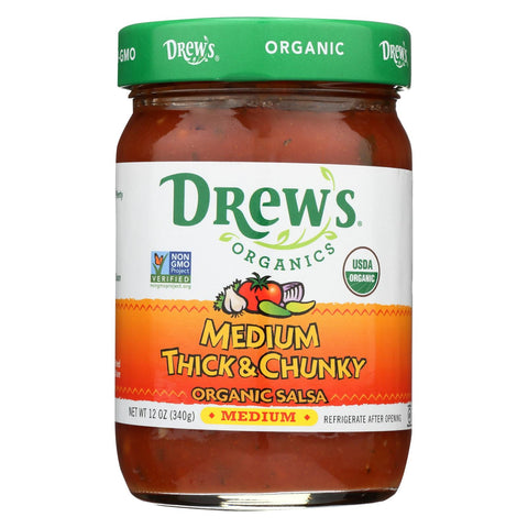 Drew's Organics Medium Thick And Chunky Salsa - 12 Oz. - Case Of 6