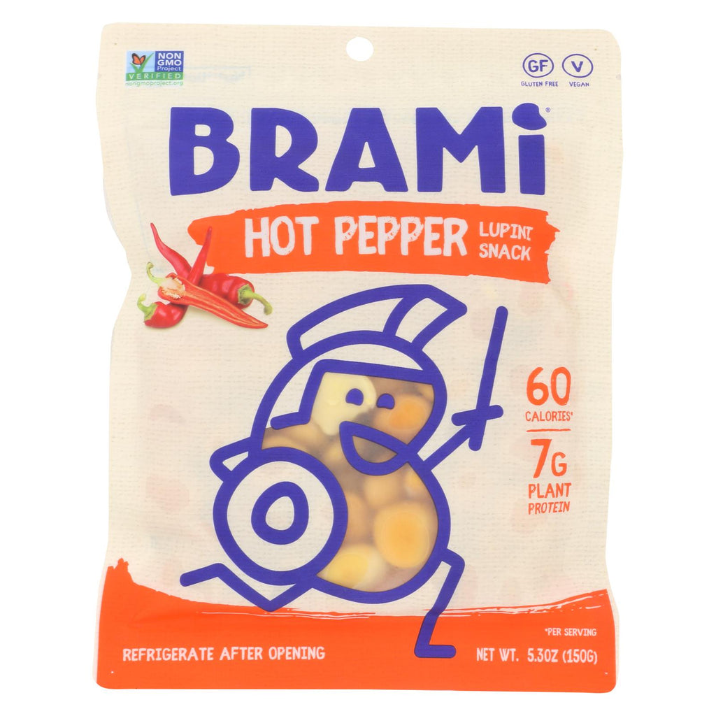 Brami Lupini Snack - Hot Pepper - Case Of 8 - 5.3 Oz.