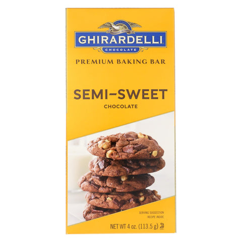 Ghirardelli Baking Bar - Semi-sweet Chocolate - Case Of 12 - 4 Oz.