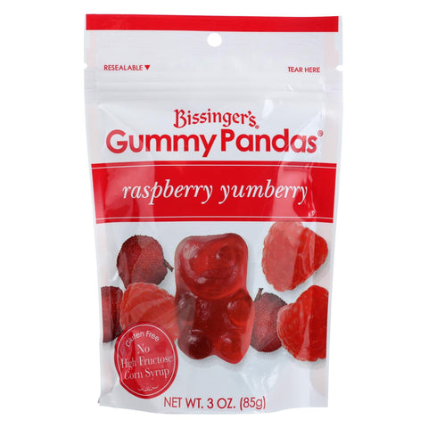 Bissinger's Gummy Pandas Raspberry Yumberry - Case Of 12 - 3 Oz.