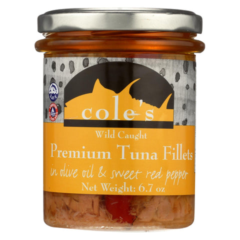 Cole's Tuna Fillets - In Olive Oil And Sweet Red Pepper - Case Of 6 - 6.70 Oz.