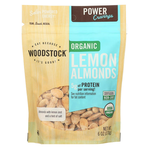 Woodstock Organic Lemon Almonds - Case Of 8 - 6 Oz.