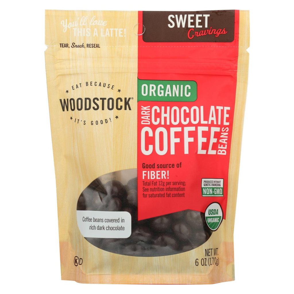 Woodstock Organic Dark Chocolate Coffee Beans - Case Of 8 - 6 Oz.