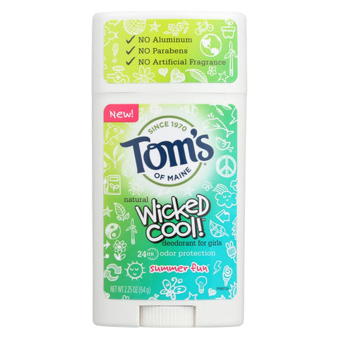 Tom's Of Maine Deodorant Stick - Wicked Cool - Girls - Case Of 6 - 2.25 Oz