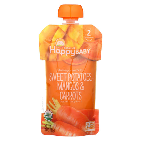 Happy Baby Organic Baby Food - Sweet Potato - Mango - Carrots - Case Of 16 - 4 Oz