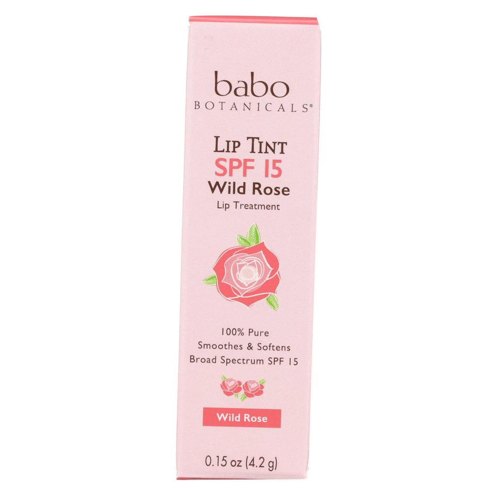 Babo Botanicals - Tinted Lip Balm - Wild Rose - Case Of 12 - .15 Oz.