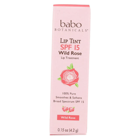 Babo Botanicals - Tinted Lip Balm - Wild Rose - Case Of 12 - .15 Oz.