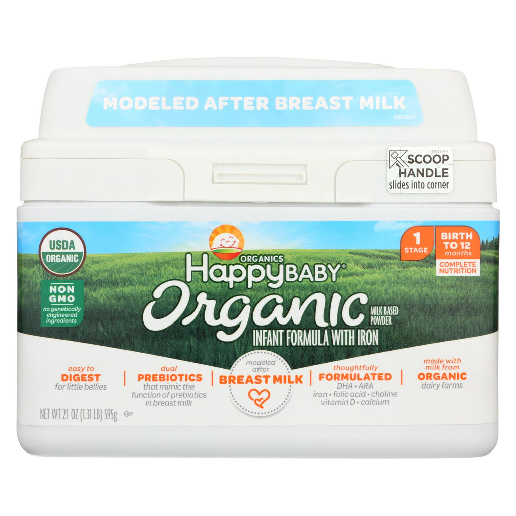 Happy Baby Organic Infant Milk Based Formula Powder - With Iron - Case Of 4 - 21 Oz