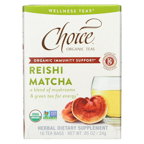 Choice Organic Teas Organic Wellness Tea - Reishi Matcha - Case Of 6 - 16 Bag