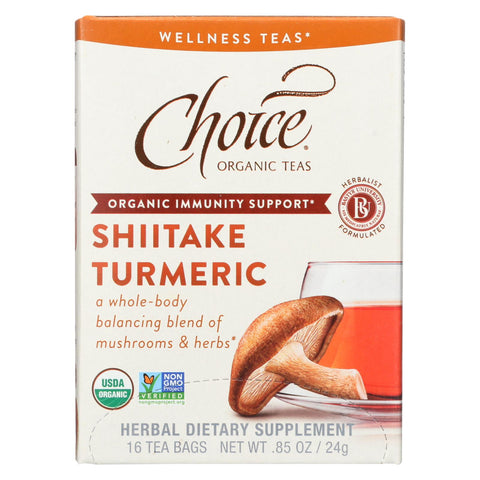 Choice Organic Teas Organic Wellness Tea - Shiitake Turmeric - Case Of 6 - 16 Bag