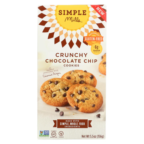 Simple Mills Cookies - Crunchy Chocolate Chip - Case Of 6 - 5.5 Oz