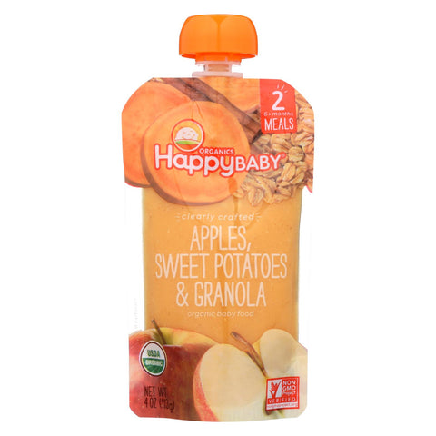 Happy Baby Organic Baby Food - Apple - Sweet Potato - Granola - Case Of 16 - 4 Oz