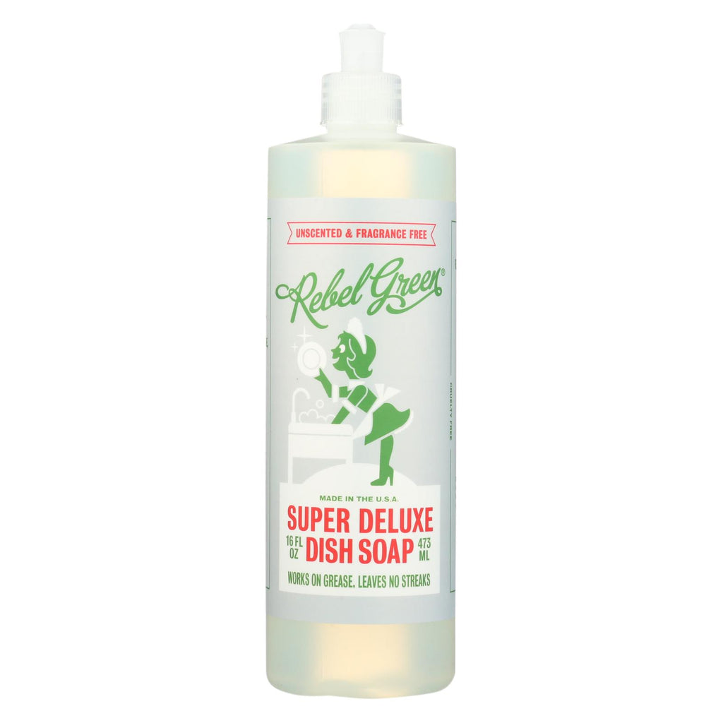 Rebel Green Dish Soap - Deluxe - Unscented - Case Of 4 - 16 Fl Oz