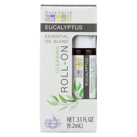 Aura Cacia - Roll On Essential Oil - Eucalyptus - Case Of 4 - .31 Oz