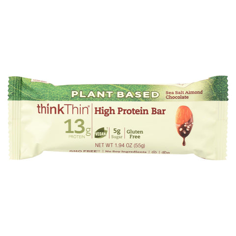 Think! Thin Plant Protein Bar - Sea Salt Almond Chocolate - Case Of 10 - 1.94 Oz