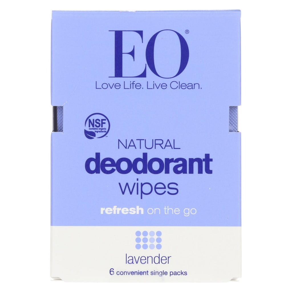 Eo Products - Deodorant Wipes - Lavender - Case Of 12 - 6 Count