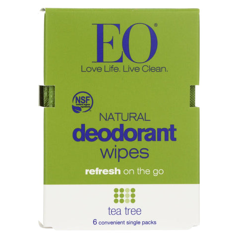 Eo Products - Deodorant Wipes - Tea Tree - Case Of 12 - 6 Count