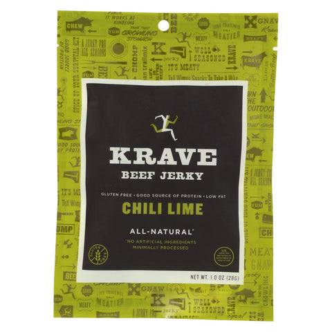 Krave Beef Jerky - Chili Lime - Case Of 18 - 1 Oz